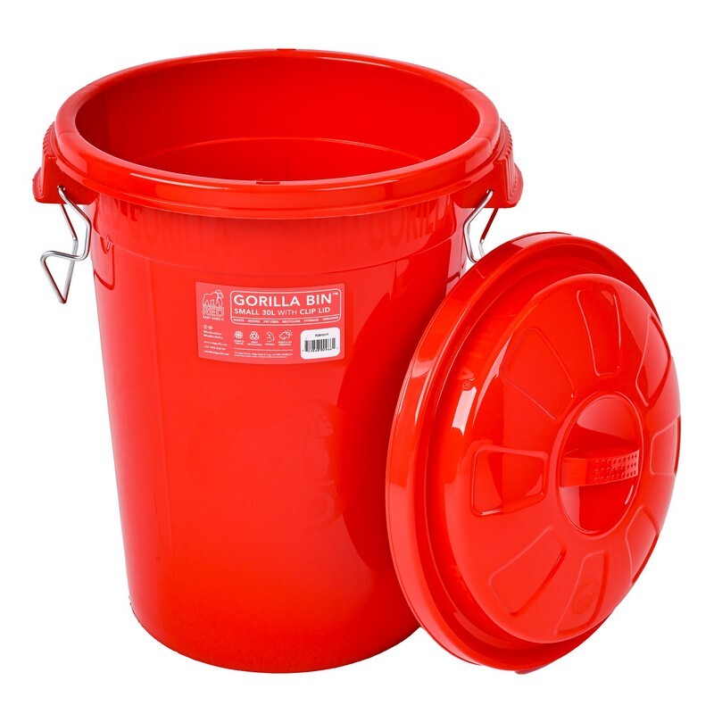 Red Gorilla Bin with Clip Lid 30 litre