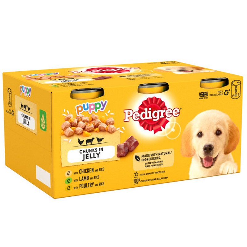 Pedigree Tins Puppy Chunks in Jelly 4 x 6 x 400g