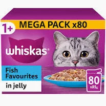 Whiskas Adult 1+ Fish Favourites in Jelly Pouches 80 x 85g