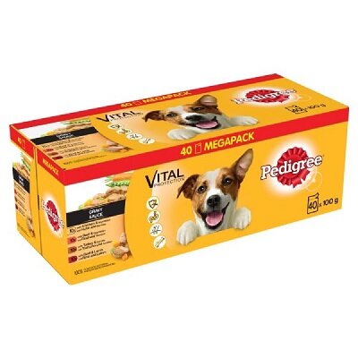 Pedigree Pouches Chicken Beef Turkey Lamb in Gravy 40 x 100g Mega Pack